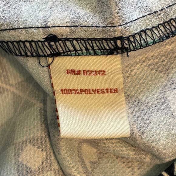 Aryeh NEW Geo Floral Border Dress Women's Large Teal Navy Bell Sleeves Flowy NWT - Picture 7 of 9